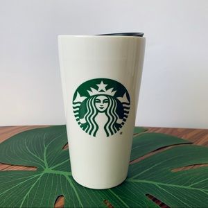 Starbucks Ceramic Coffee Cup Twist Open Lid 12oz